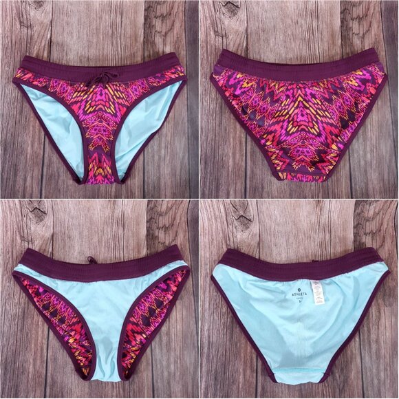 Athleta Cayo Coco Ready To Run Tribal Print 2 Pcs Bikini Set Sz Top XS Bottom S - Picture 7 of 10